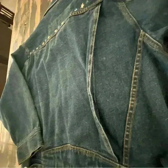 Vintage 80s Oversized Denim Western Cowboy Rodeo Jean Jacket Men’s Small - Picture 6 of 16